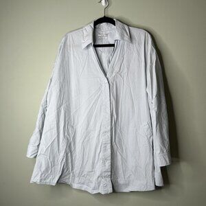 CO Light Blue Rolled Sleeve Cotton Blend Button Down Shirt Women's Size Medium M